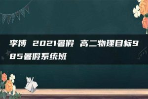 李博 2021暑假 高二物理目标985暑假系统班