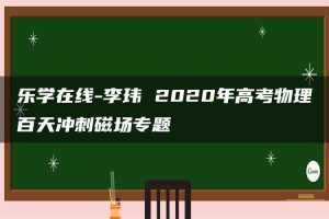 乐学在线-李玮 2020年高考物理百天冲刺磁场专题