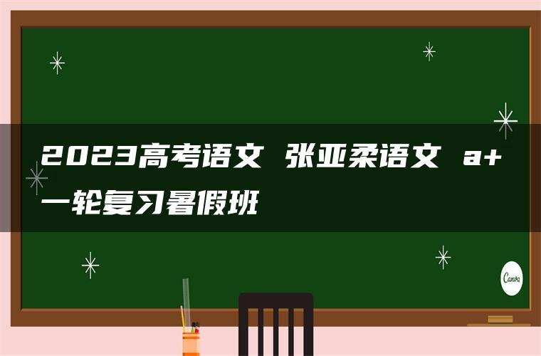 2023高考语文 张亚柔语文 a+一轮复习暑假班 2023高考语文 张亚柔语文 a+一轮复习暑假班