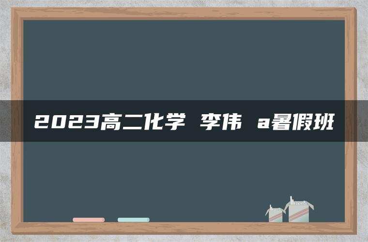 2023高二化学 李伟 a暑假班 2023高二化学 李伟 a暑假班