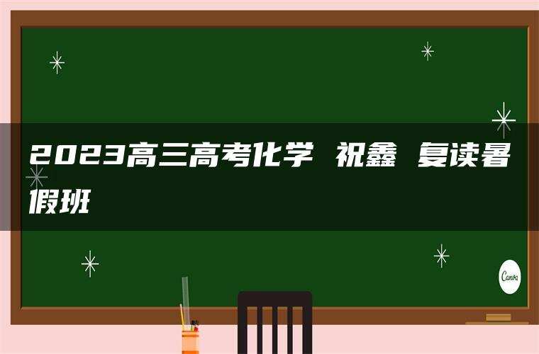 2023高三高考化学 祝鑫 复读暑假班