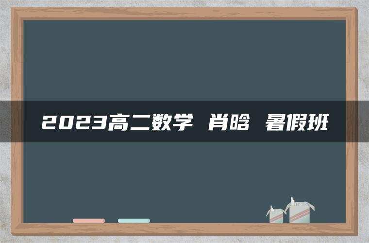 2023高二数学 肖晗 暑假班