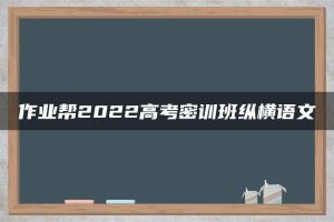 作业帮2022高考密训班纵横语文