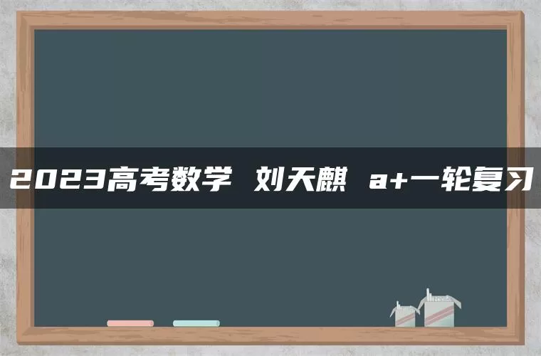 2023高考数学 刘天麒 a+一轮复习