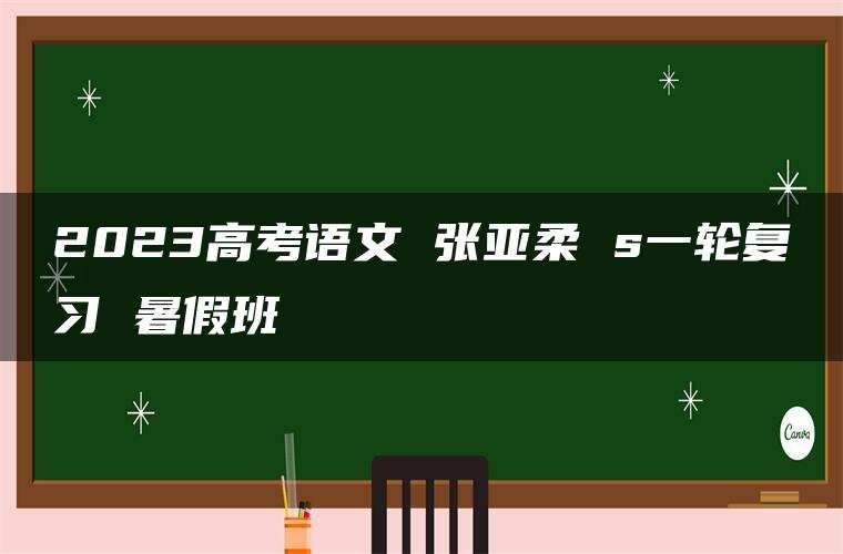 2023高考语文 张亚柔 s一轮复习 暑假班