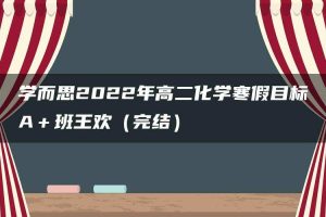 学而思2022年高二化学寒假目标A＋班王欢（完结）
