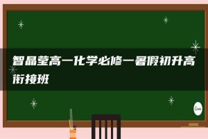 智晶莹高一化学必修一暑假初升高衔接班