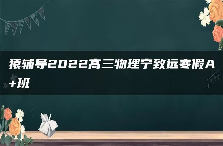 猿辅导2022高三物理宁致远寒假A+班