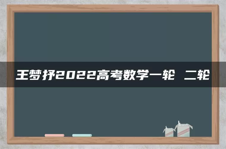王梦抒2022高考数学一轮 二轮