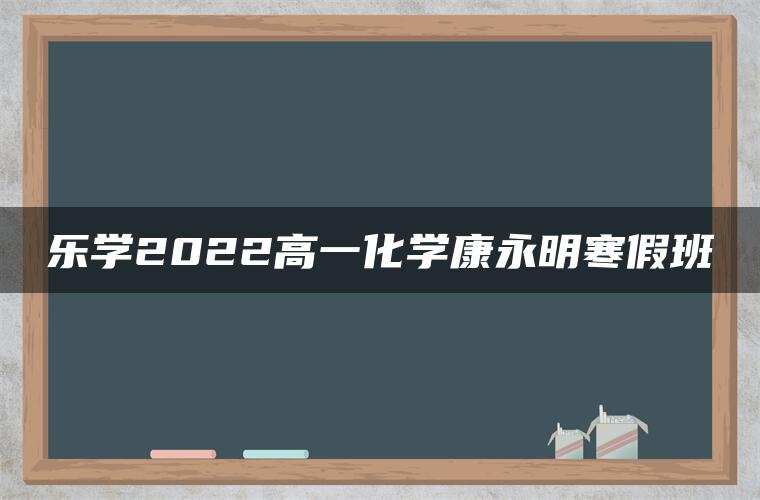 乐学2022高一化学康永明寒假班