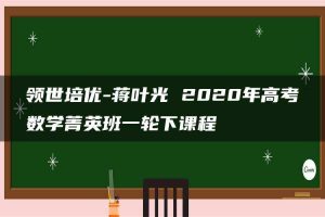领世培优-蒋叶光 2020年高考数学菁英班一轮下课程