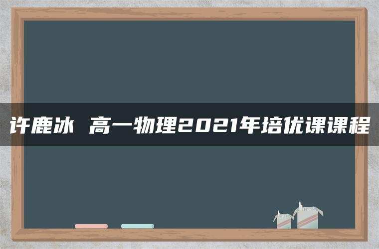 许鹿冰 高一物理2021年培优课课程