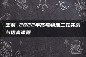 王羽 2022年高考物理二轮实战与拔高课程