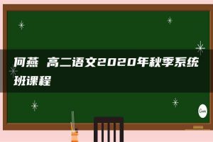 何燕 高二语文2020年秋季系统班课程