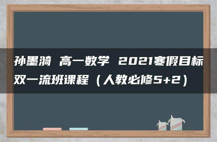 孙墨漪 高一数学 2021寒假目标双一流班课程（人教必修5+2）