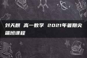 刘天麒 高一数学 2021年暑期尖端班课程