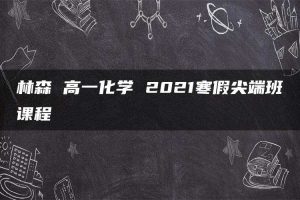 林森 高一化学 2021寒假尖端班课程