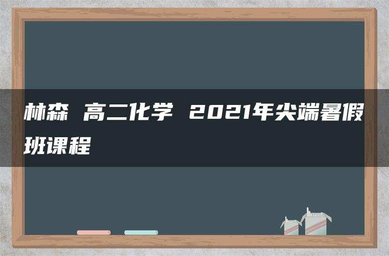 林森 高二化学 2021年尖端暑假班课程