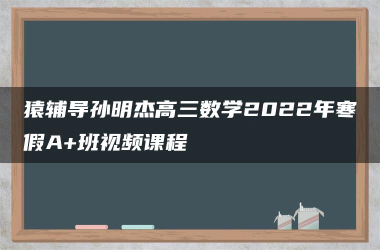 猿辅导孙明杰高三数学2022年寒假A+班视频课程