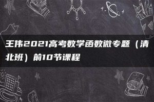 王伟2021高考数学函数微专题（清北班）前10节课程