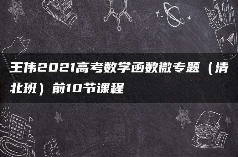王伟2021高考数学函数微专题(清北班)前10节课程 王伟2021高考数学函数微专题(清北班)前10节课程