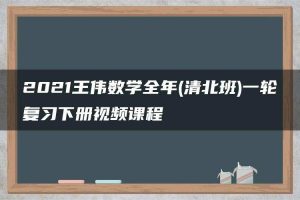 2021王伟数学全年(清北班)一轮复习下册视频课程