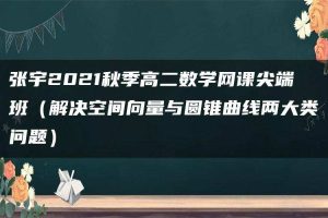 张宇2021秋季高二数学网课尖端班（解决空间向量与圆锥曲线两大类问题）