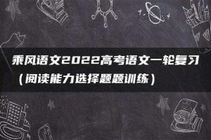 乘风语文2022高考语文一轮复习（阅读能力选择题题训练）
