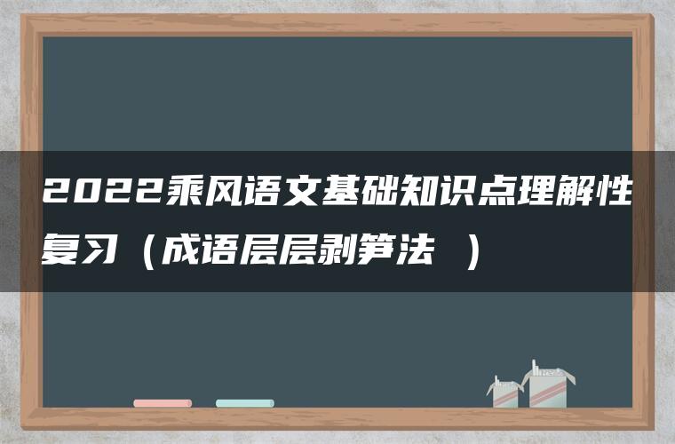 2022乘风语文基础知识点理解性复习（成语层层剥笋法 ）