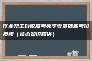作业帮王自银高考数学零基础备考班视频（核心知识精讲）