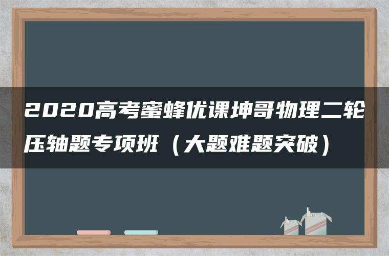 2020高考蜜蜂优课坤哥物理二轮压轴题专项班（大题难题突破）