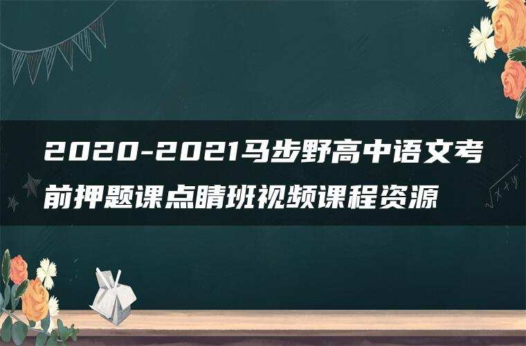 2020-2021马步野高中语文考前押题课点睛班视频课程资源