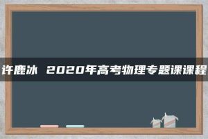 许鹿冰 2020年高考物理专题课课程