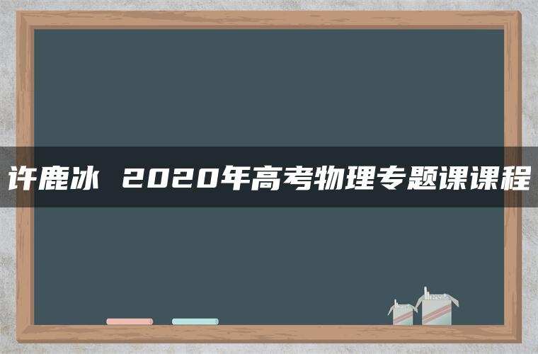 许鹿冰 2020年高考物理专题课课程