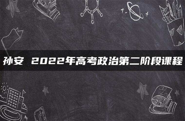 孙安 2022年高考政治第二阶段课程