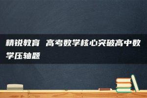精锐教育 高考数学核心突破高中数学压轴题