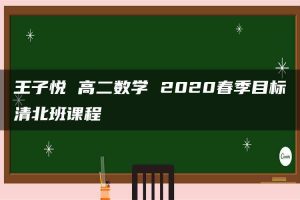 王子悦 高二数学 2020春季目标清北班课程