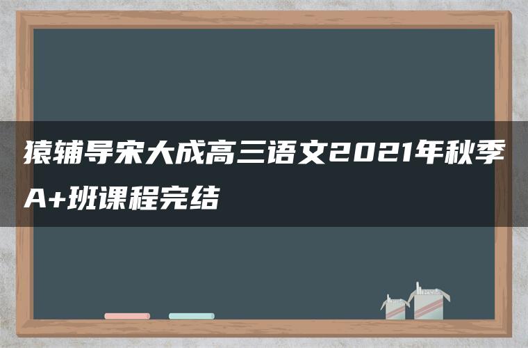 猿辅导宋大成高三语文2021年秋季A+班课程完结 猿辅导宋大成高三语文2021年秋季A+班课程完结