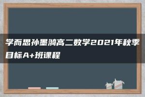学而思孙墨漪高二数学2021年秋季目标A+班课程