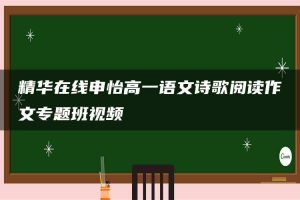 精华在线申怡高一语文诗歌阅读作文专题班视频