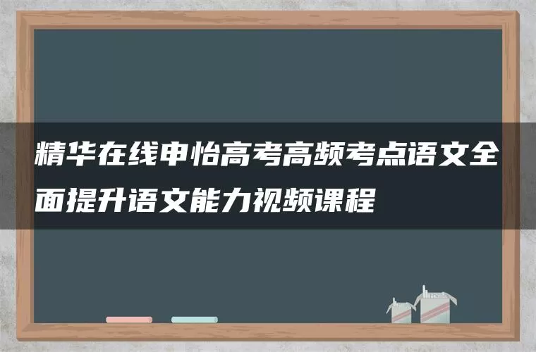 精华在线申怡高考高频考点语文全面提升语文能力视频课程