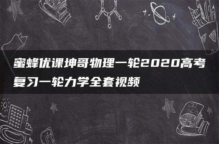 蜜蜂优课坤哥物理一轮2020高考复习一轮力学全套视频