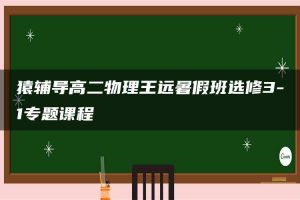 猿辅导高二物理王远暑假班选修3-1专题课程