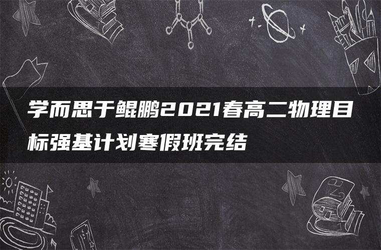 学而思于鲲鹏2021春高二物理目标强基计划寒假班完结 学而思于鲲鹏2021春高二物理目标强基计划寒假班完结