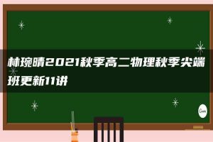林琬晴2021秋季高二物理秋季尖端班更新11讲