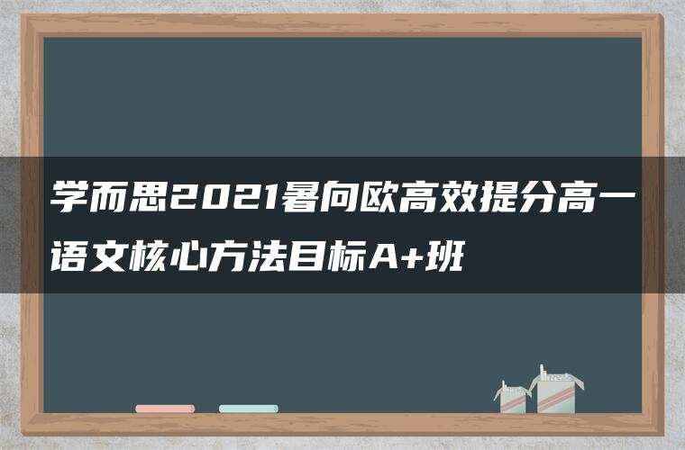 学而思2021暑向欧高效提分高一语文核心方法目标A+班