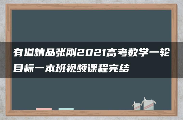 有道精品张刚2021高考数学一轮目标一本班视频课程完结
