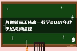有道精品王伟高一数学2021年秋季班视频课程