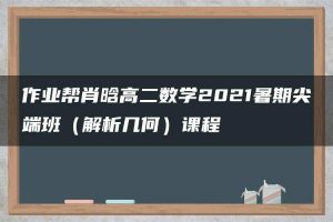 作业帮肖晗高二数学2021暑期尖端班（解析几何）课程