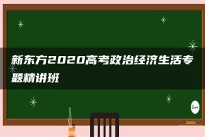 新东方2020高考政治经济生活专题精讲班